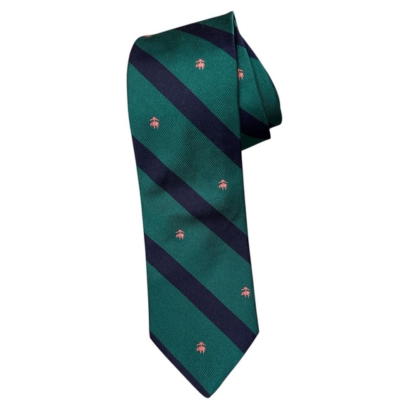 Brooks Brothers Men’s Repp Tie Green Navy Pink Embroidered Sheep Logo‎